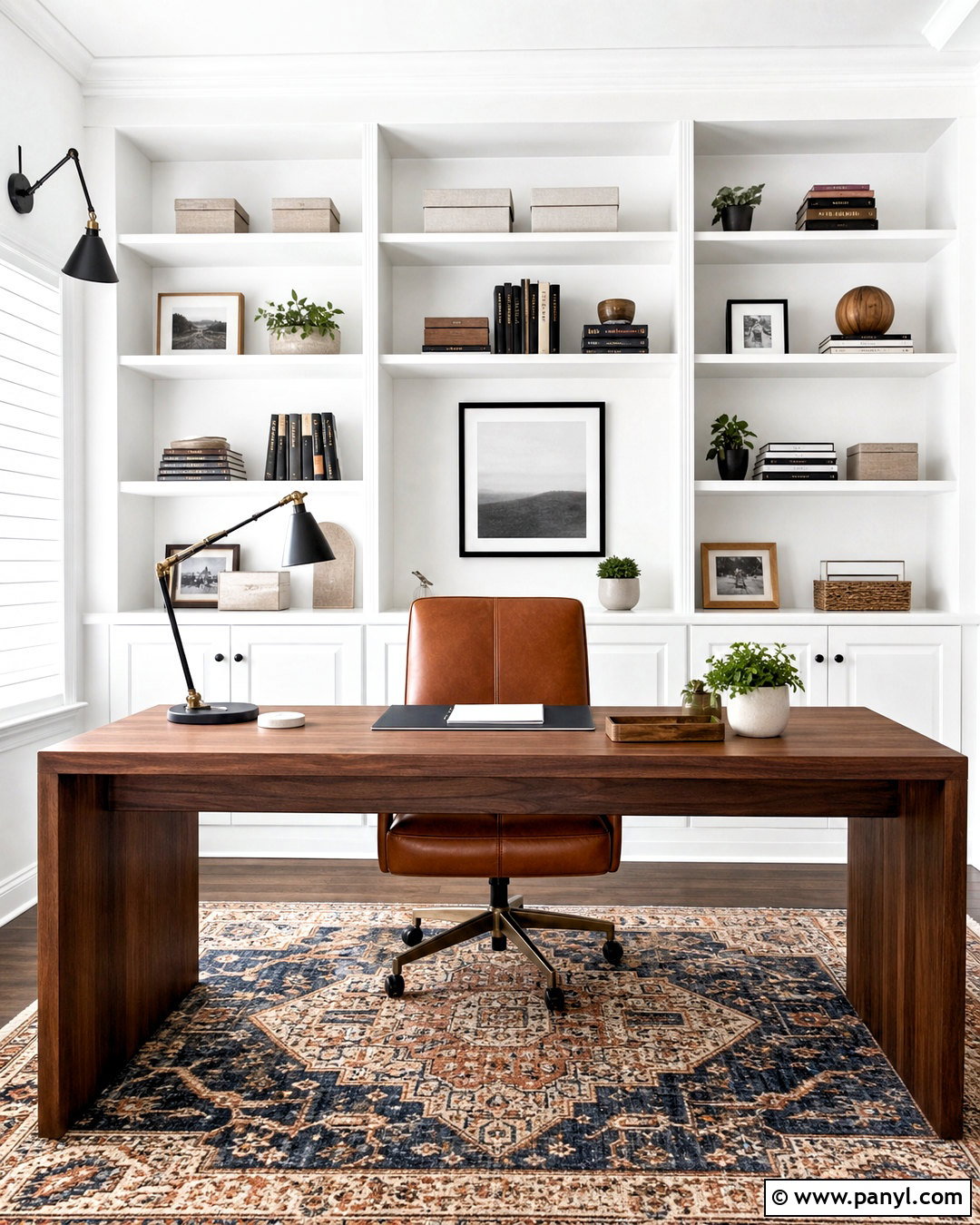 Super White Home Office With Built-In Shelves - 20 super white background ideas