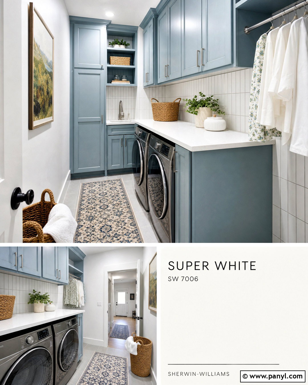 Super White Laundry Room With Pale Blue Cabinets - 20 super white background ideas