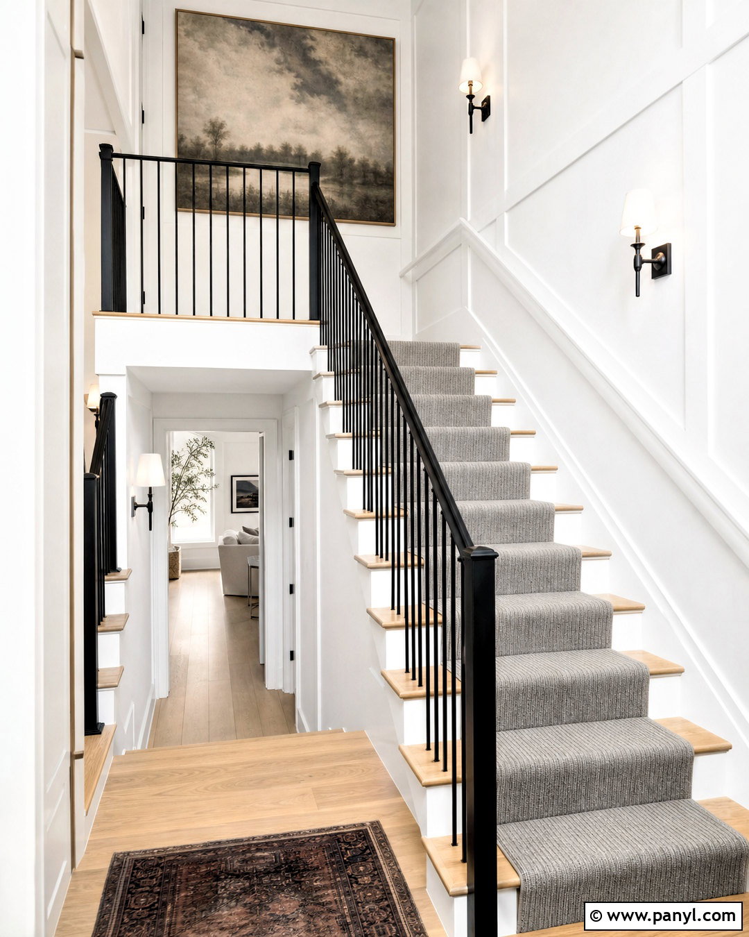 Super White Staircase With Black Railing - 20 super white background ideas