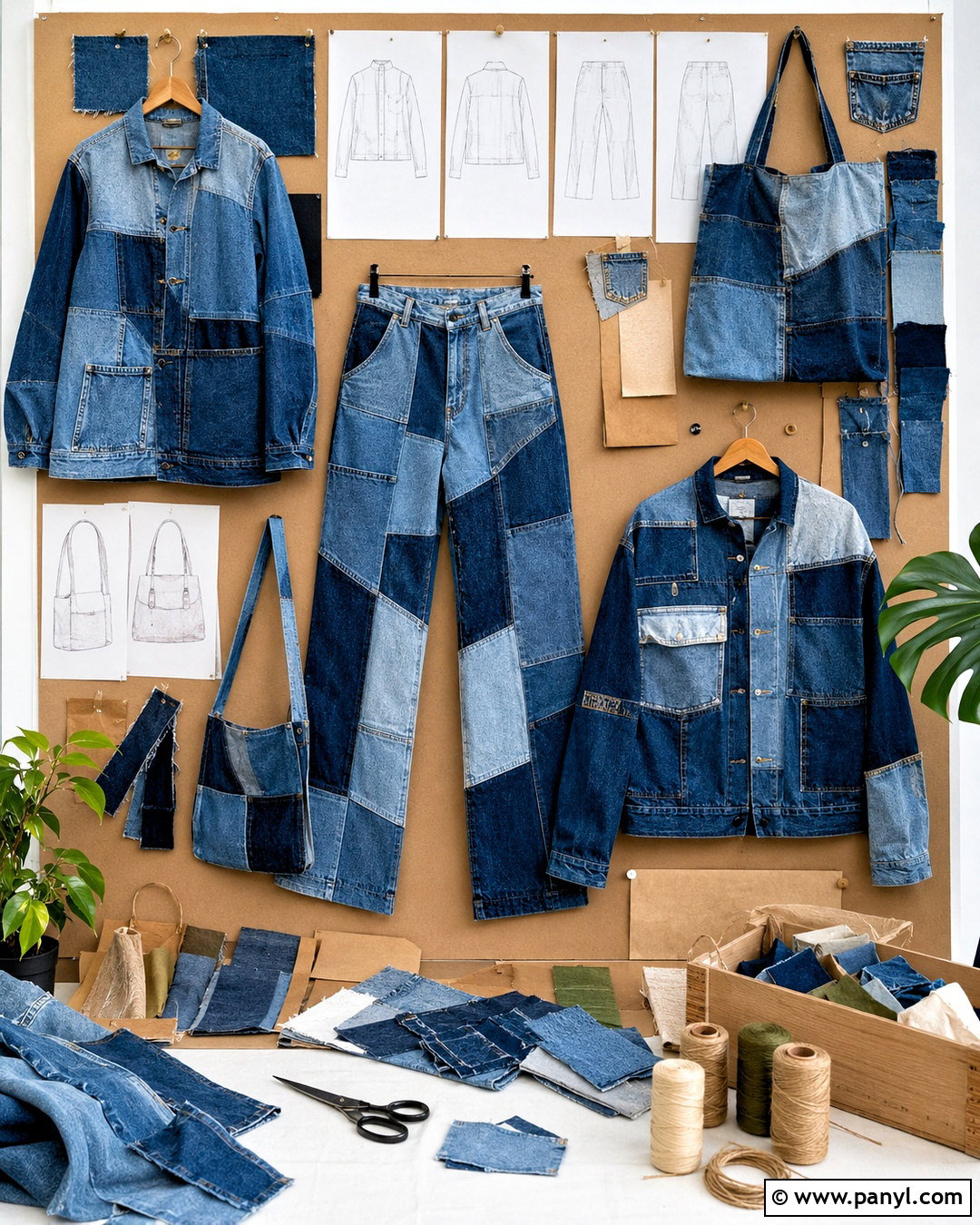 Sustainable Upcycled Denim Board - 20 denim inspiration board ideas