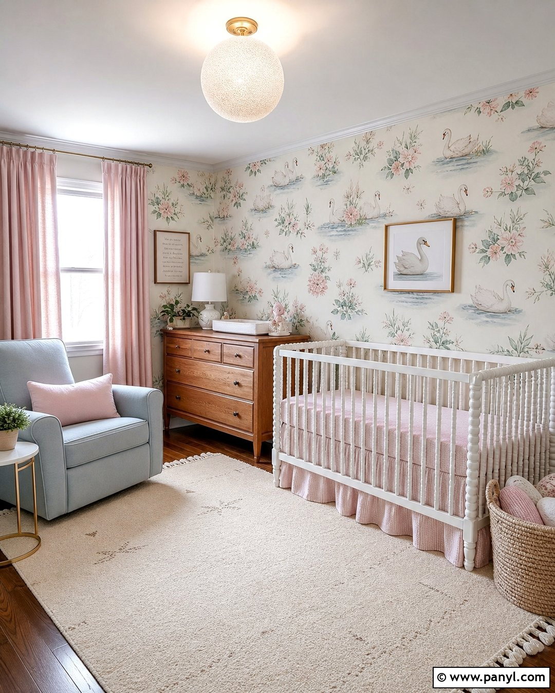 Swan Wallpaper Accent Wall - 25 Baby Girl Accent Wall Ideas