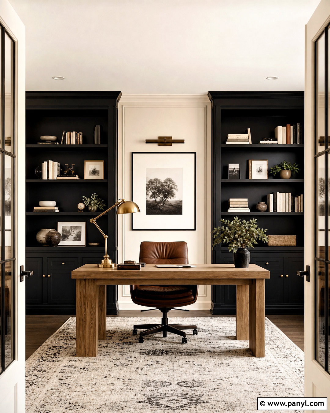 Swiss Coffee And Black Home Office - 20 swiss coffee color palette ideas