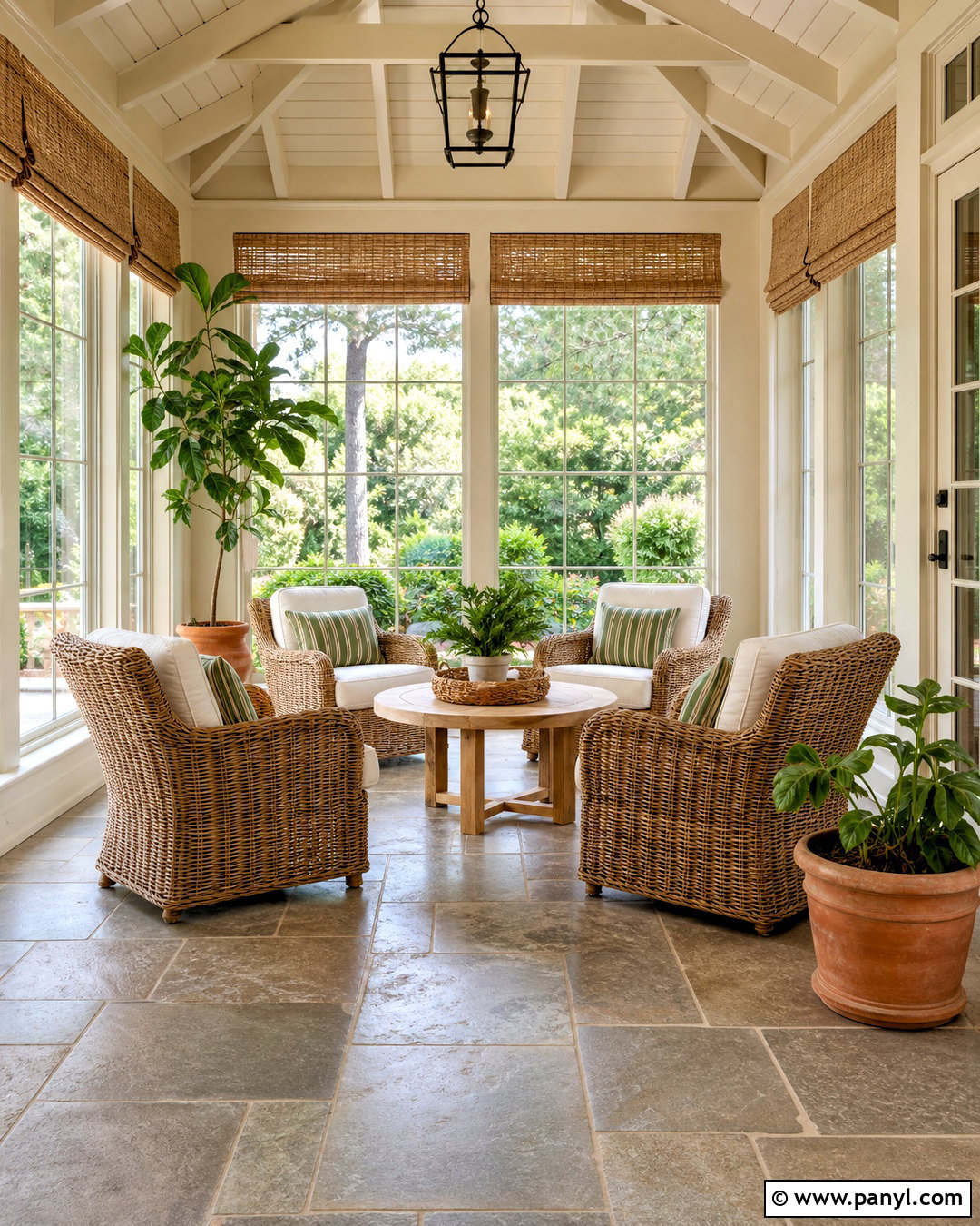 Swiss Coffee And Natural Stone Sunroom - 20 swiss coffee color palette ideas
