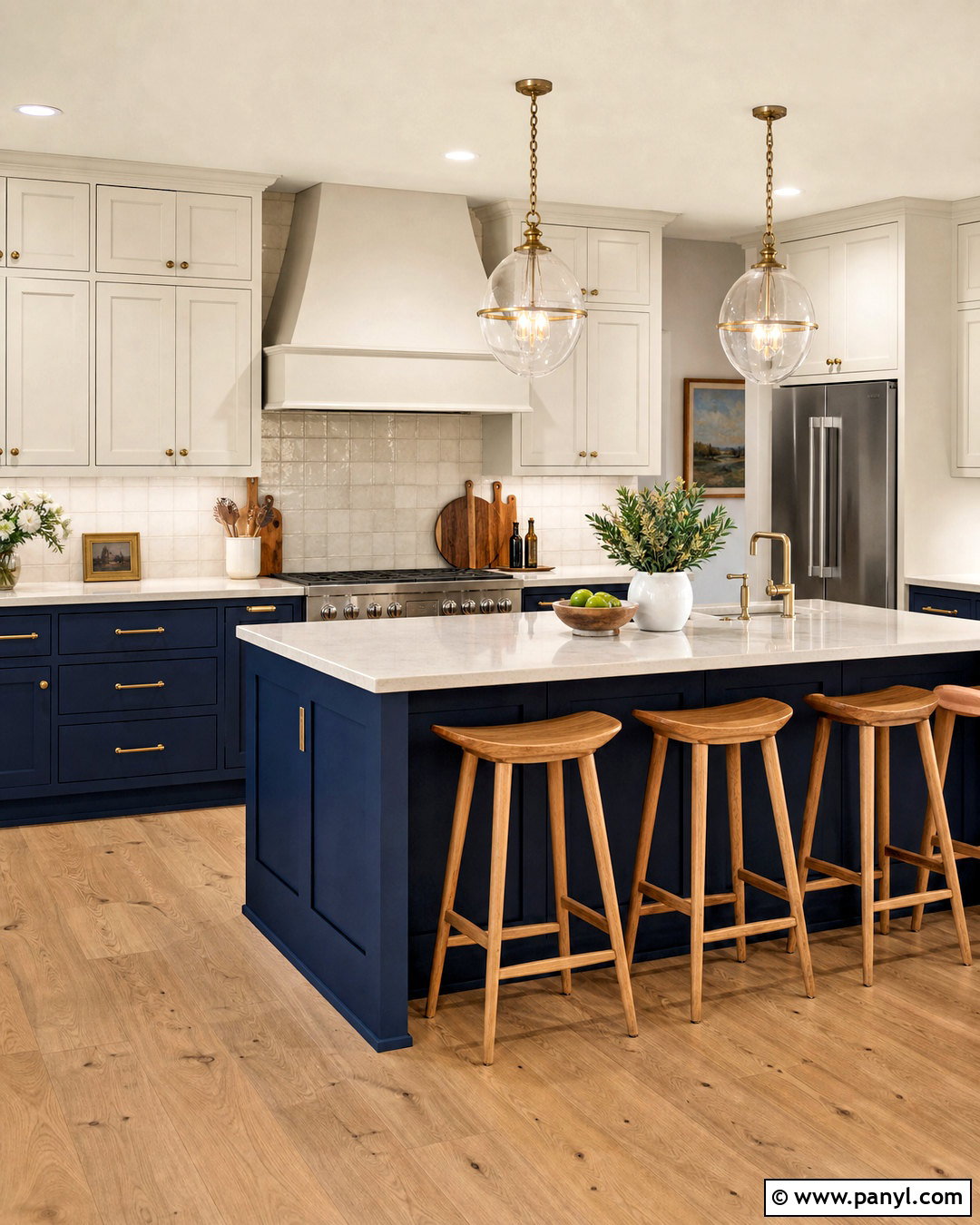 Swiss Coffee And Navy Blue Kitchen - 20 swiss coffee color palette ideas