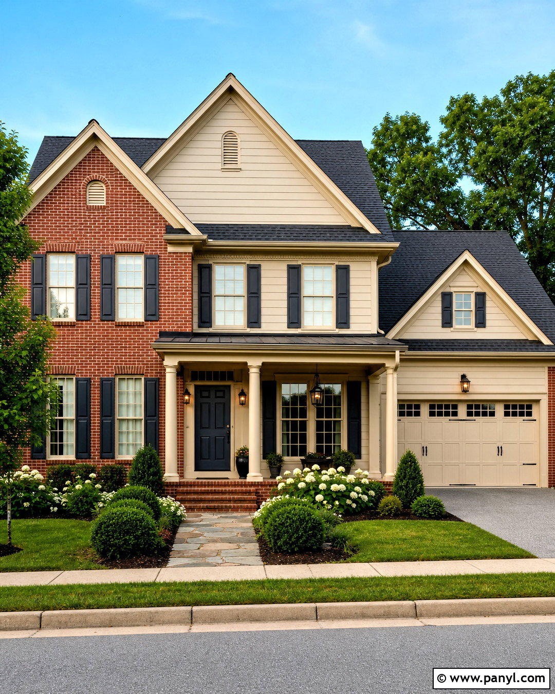 Swiss Coffee And Red Brick Exterior - 20 swiss coffee color palette ideas