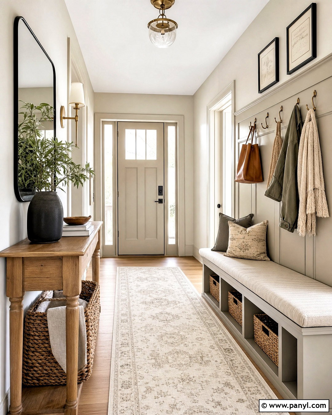 Swiss Coffee And Warm Greige Entryway - 20 swiss coffee color palette ideas