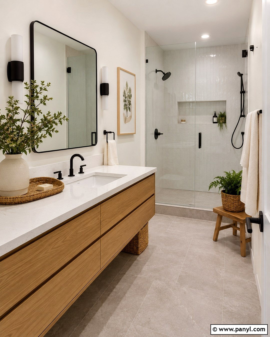 Swiss Coffee Bathroom Walls With Matte Black - 20 Swiss Coffee On Walls