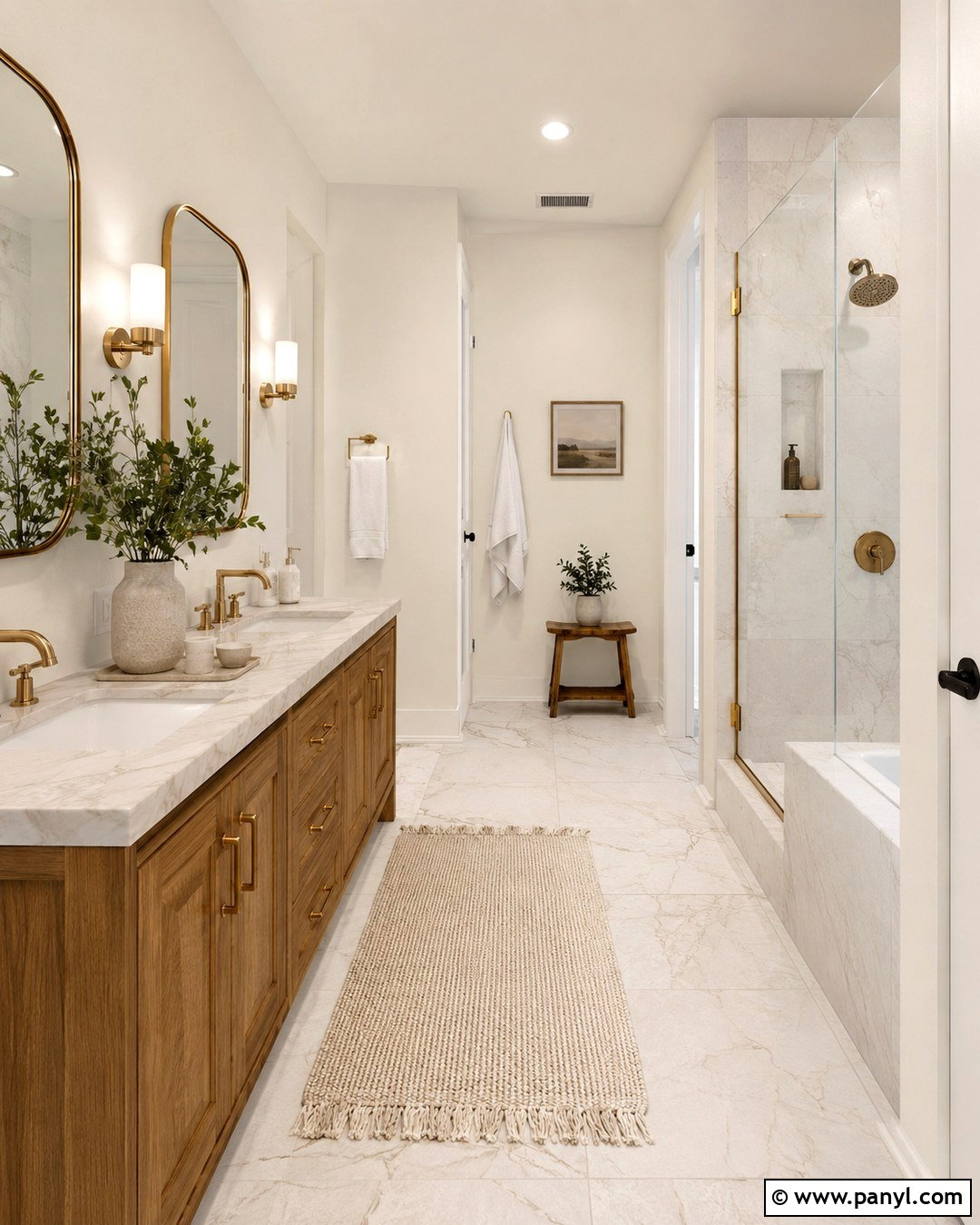 Swiss Coffee Bathroom With Marble - 20 Swiss Coffee Wall Paint Ideas
