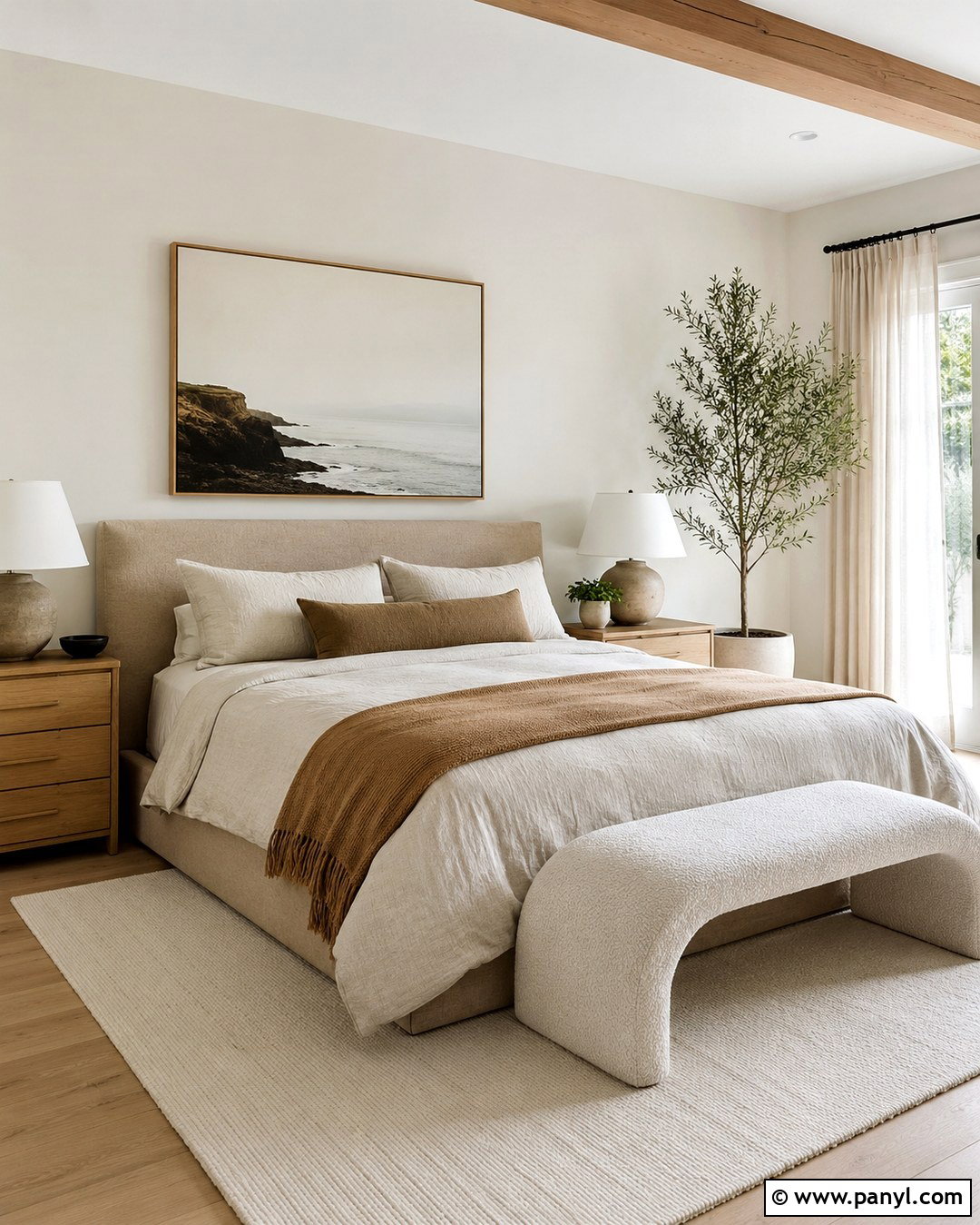 Swiss Coffee Bedroom Walls With Oatmeal Linen - 20 Swiss Coffee On Walls