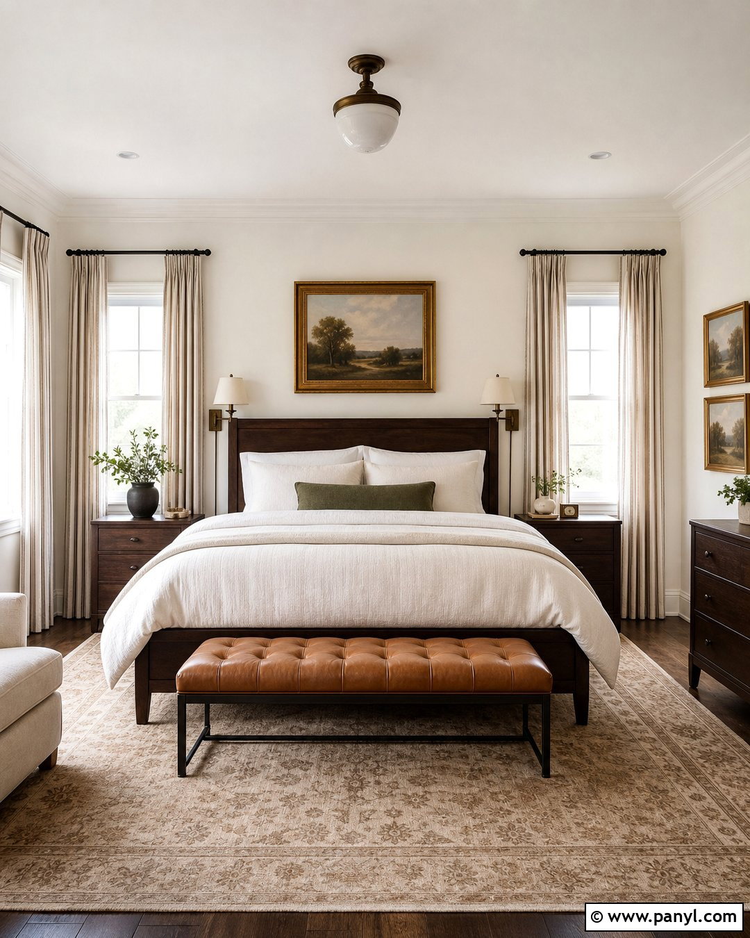 Swiss Coffee Bedroom With Dark Wood Furniture - 35 bm swiss coffee walls