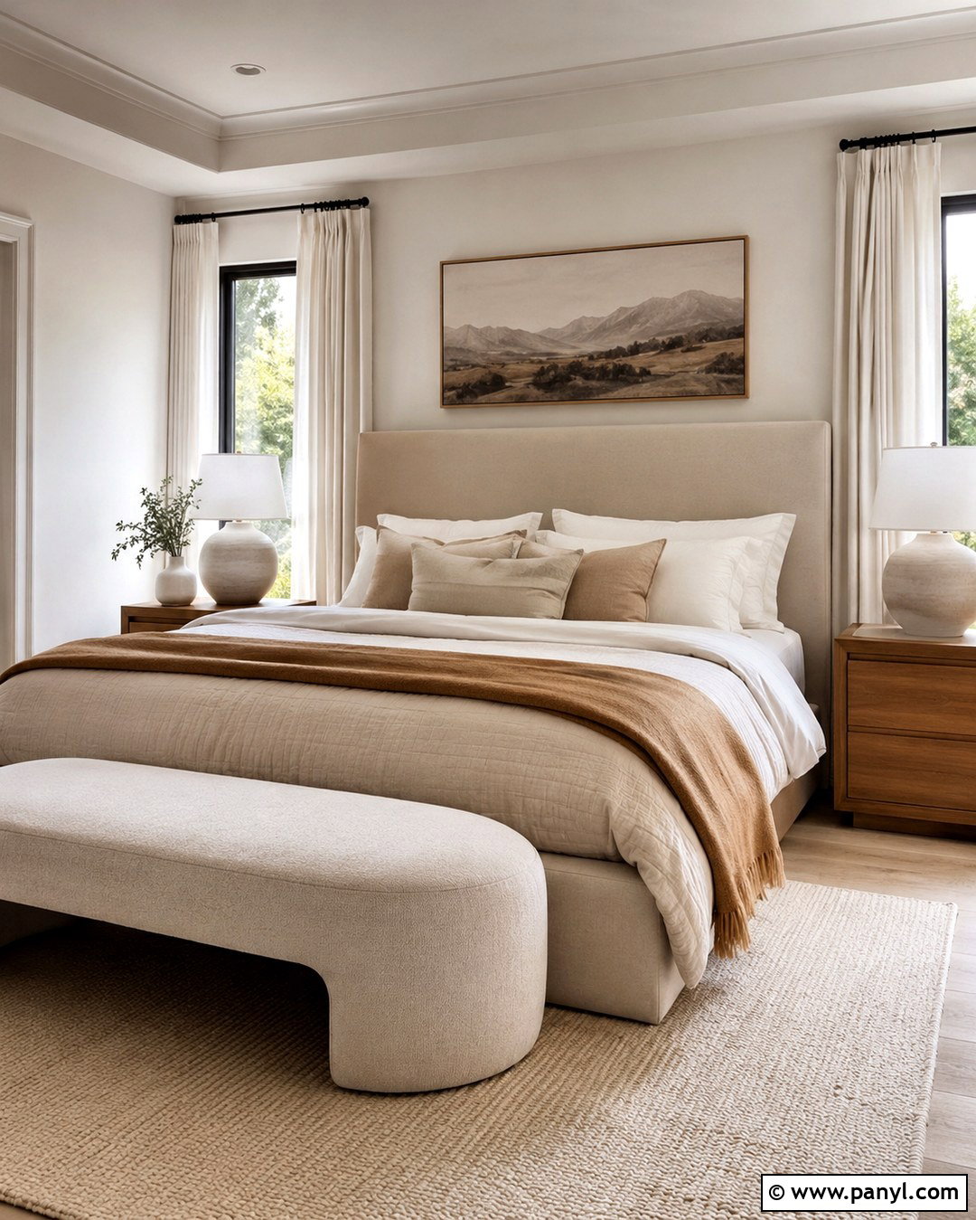 Swiss Coffee Bedroom With Layered Neutrals - 20 Swiss Coffee Interior Walls