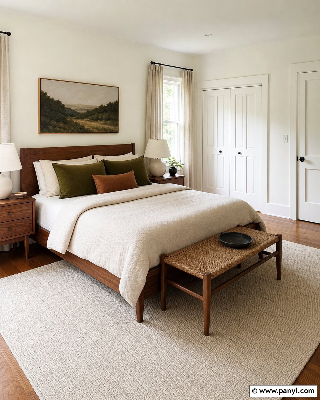 Swiss Coffee Bedroom With Natural Wood - 25 Swiss Coffee Walls And Trim Ideas