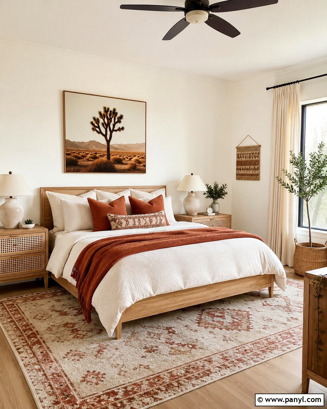 Swiss Coffee Bedroom With Terracotta Accents - 20 Swiss Coffee Wall Paint Ideas