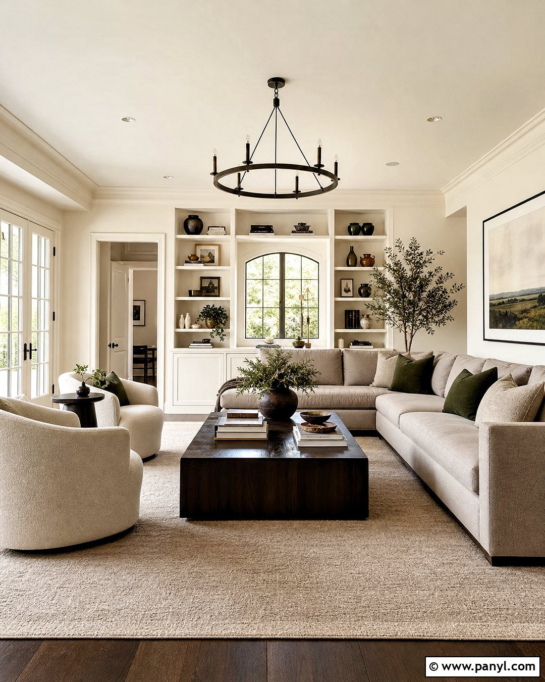 Swiss Coffee Color-Drenched Living Room - 20 swiss coffee benjamin moore living rooms