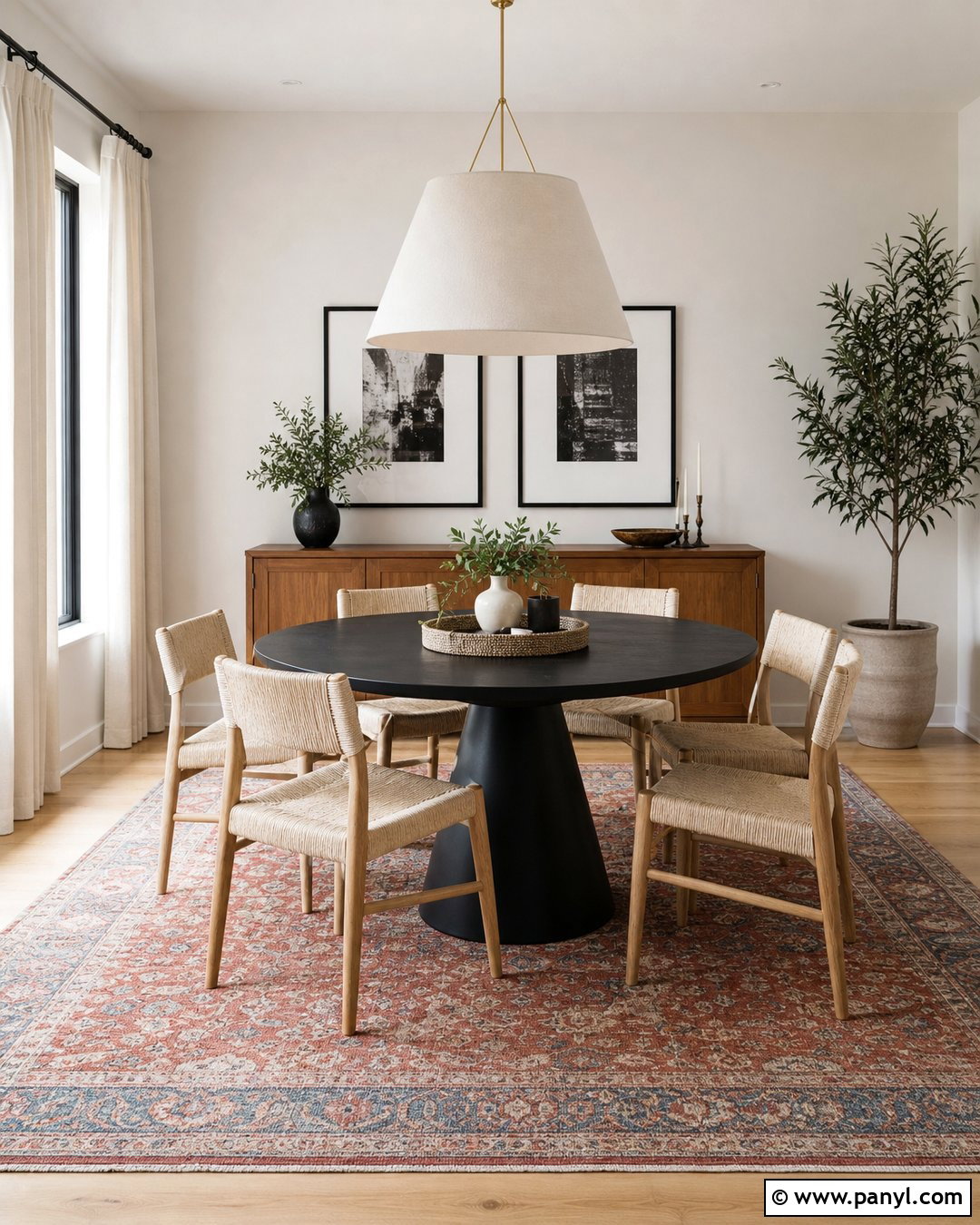 Swiss Coffee Dining Room With Black Furniture - 35 bm swiss coffee walls