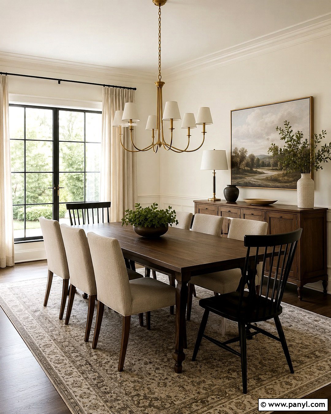 Swiss Coffee Dining Room With Dark Wood - 20 Swiss Coffee Wall Paint Ideas