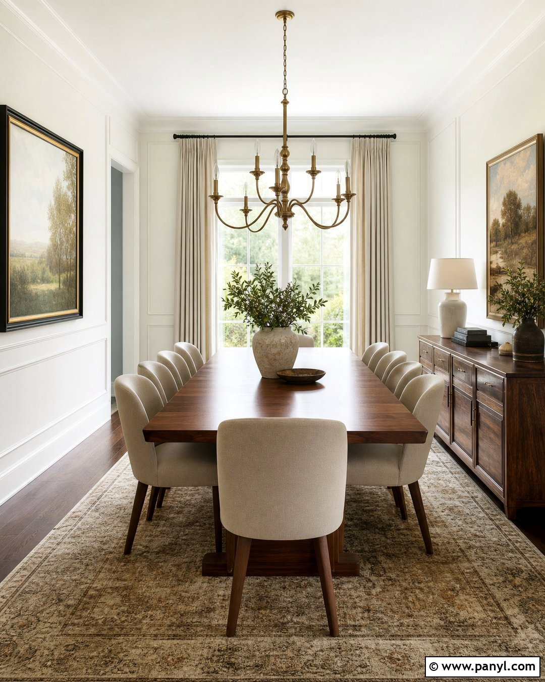 Swiss Coffee Dining Room With Walnut Furniture - 35 bm swiss coffee walls