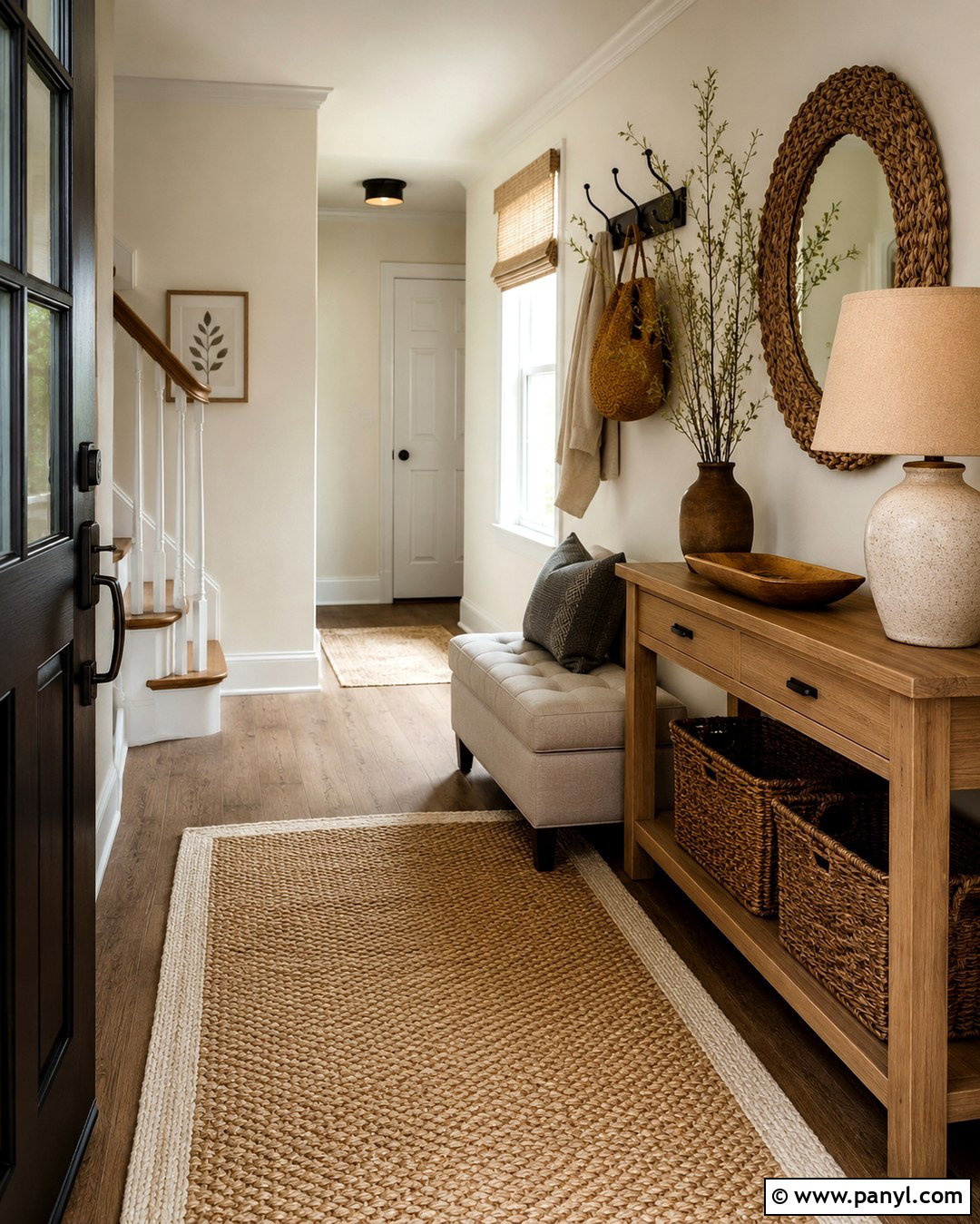 Swiss Coffee Entryway With Natural Textures - 20 Swiss Coffee Interior Walls