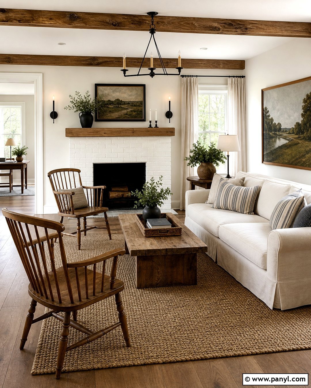 Swiss Coffee Farmhouse Living Room Walls - 35 bm swiss coffee walls