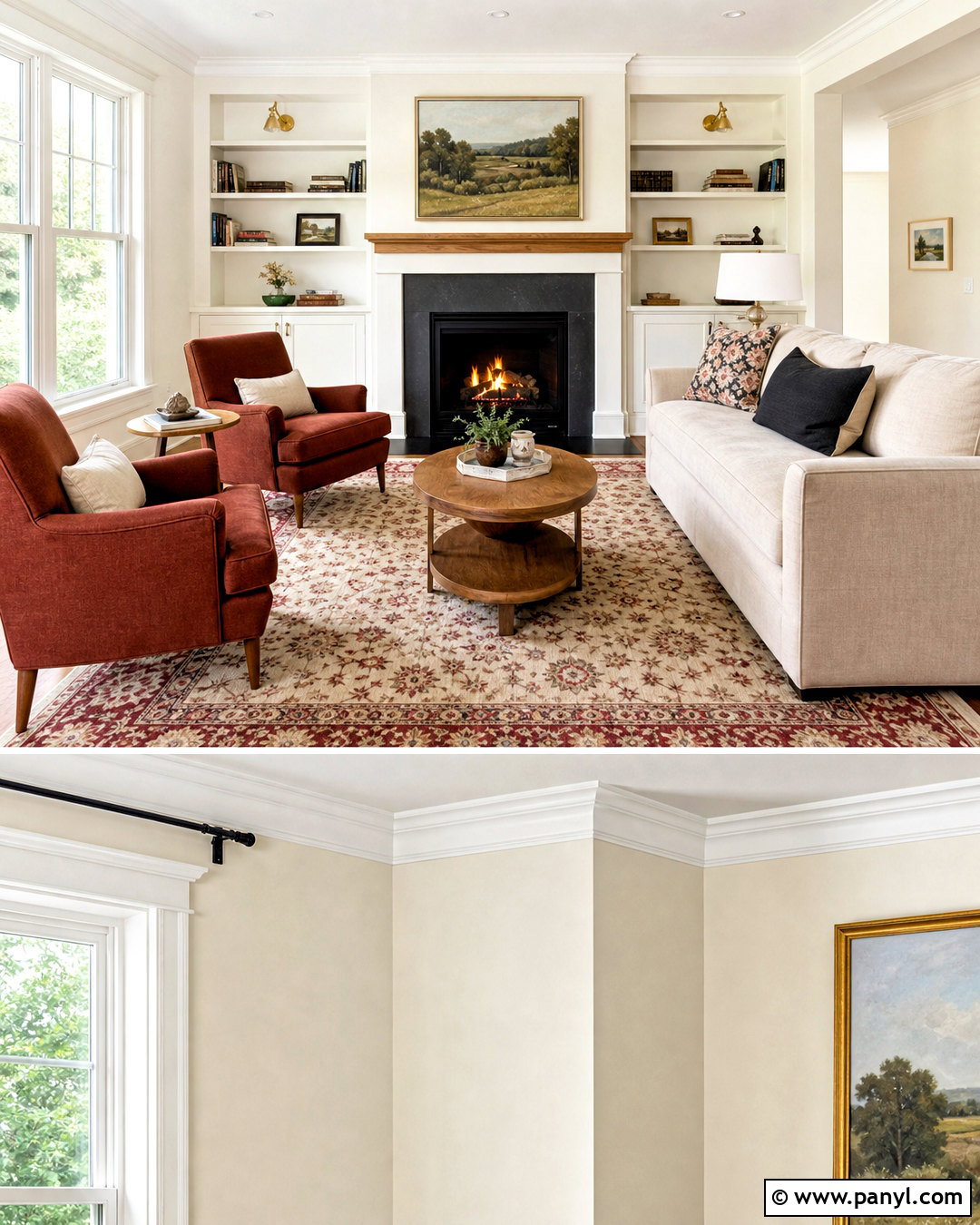 Swiss Coffee Fireplace Room With White Trim - 20 swiss coffee walls with white trim ideas