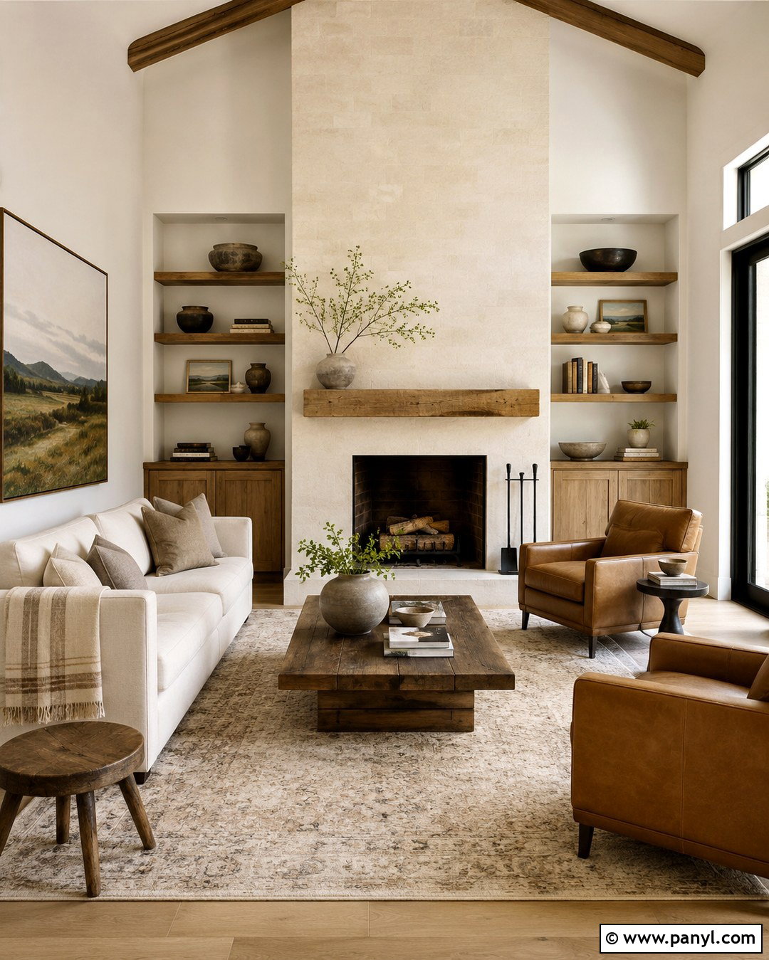 Swiss Coffee Fireplace Walls With Limestone - 20 Swiss Coffee On Walls