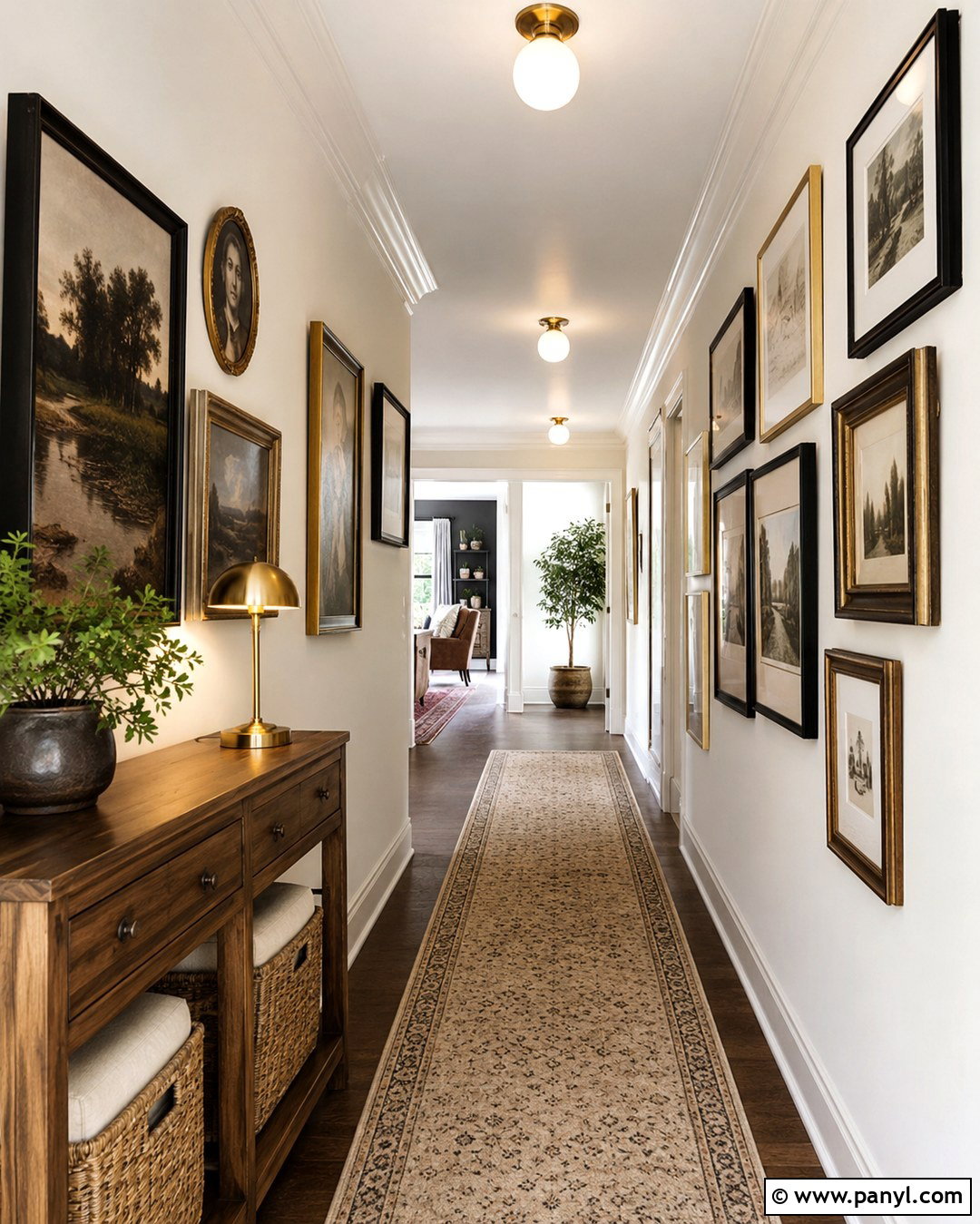 Swiss Coffee Hallway Walls With Gallery Frames - 20 Swiss Coffee On Walls