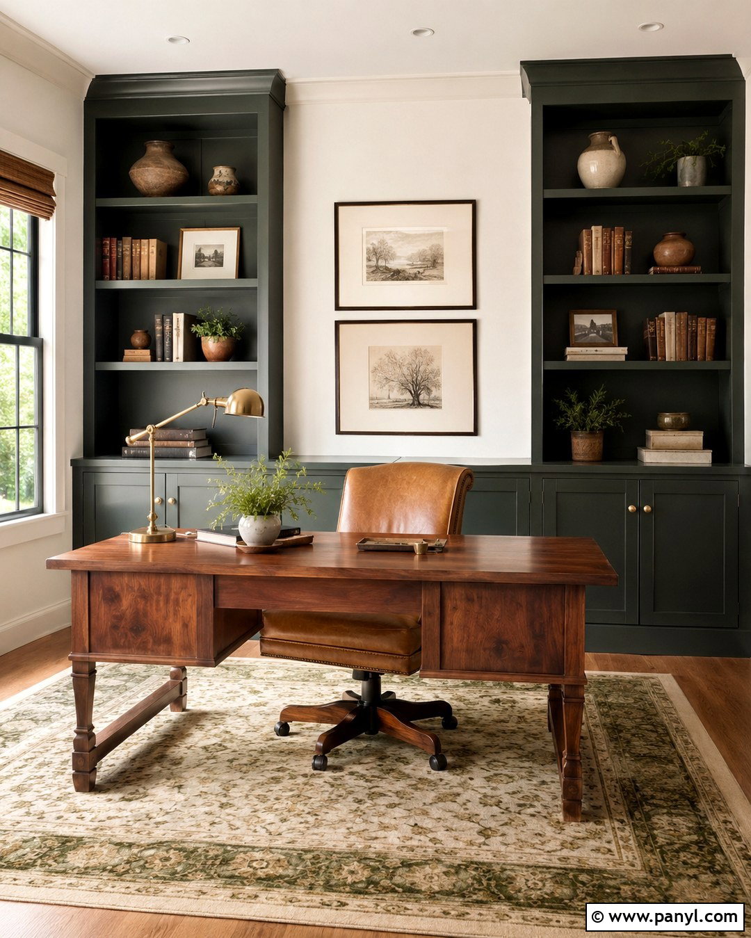 Swiss Coffee Home Office Walls With Forest Green - 20 Swiss Coffee On Walls