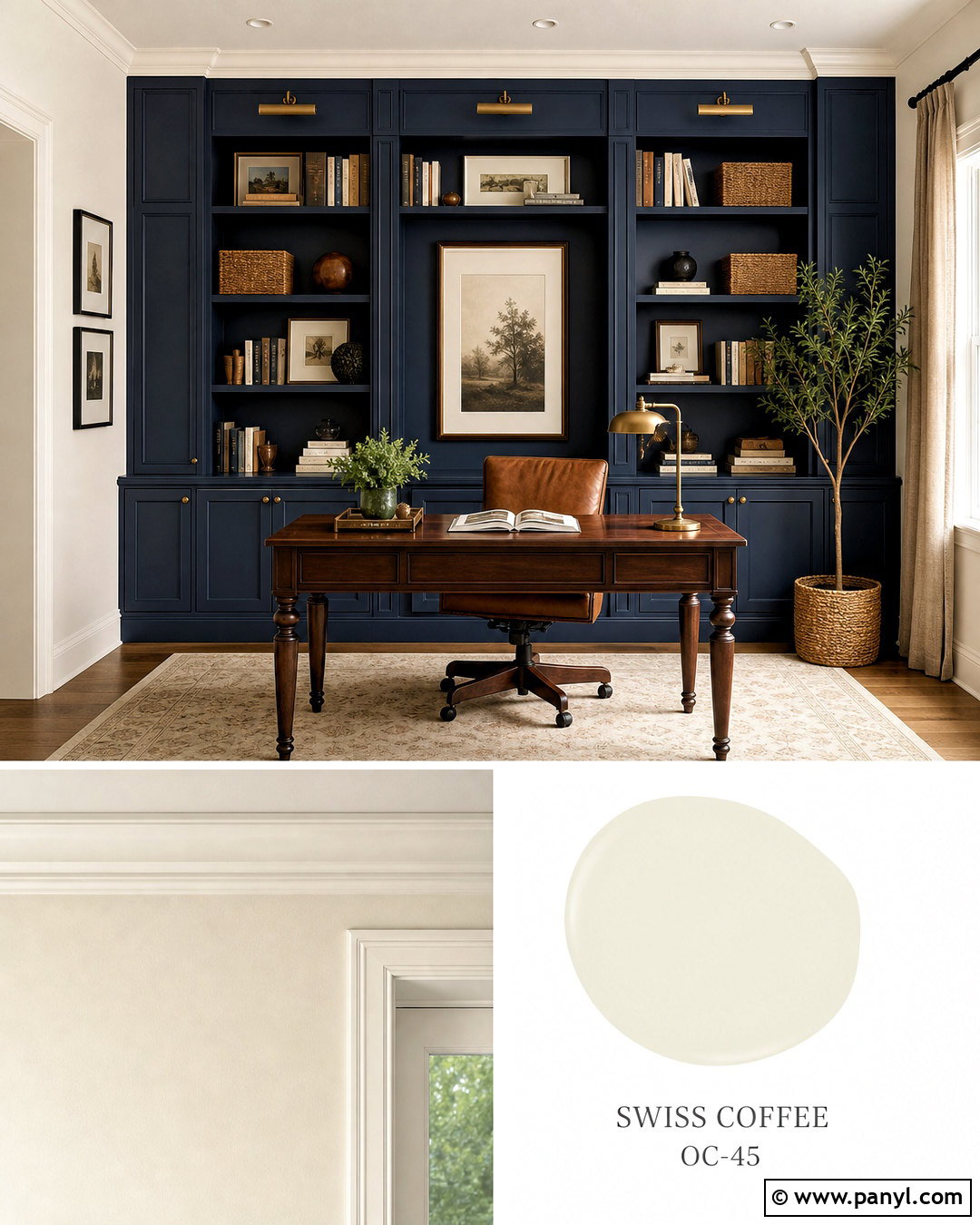 Swiss Coffee Home Office With Navy Cabinets - 20 alabaster vs swiss coffee ideas