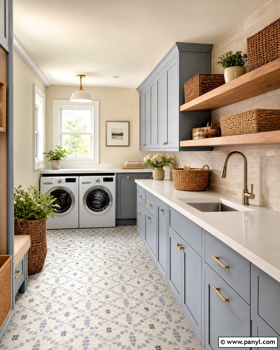 Swiss Coffee Laundry Room With Blue Cabinets - 20 sherwin williams swiss coffee ideas