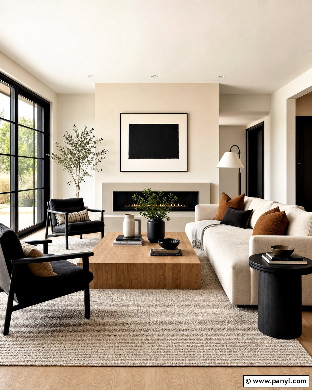 Swiss Coffee Living Room With Black Accents - 20 swiss coffee benjamin moore living rooms