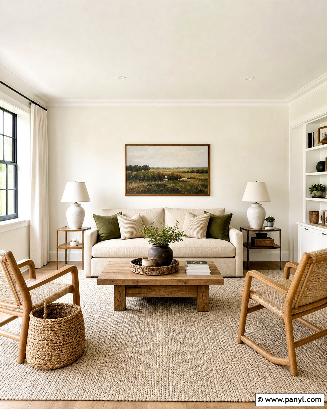 Swiss Coffee Living Room With White Dove Trim - 20 swiss coffee walls with white trim ideas