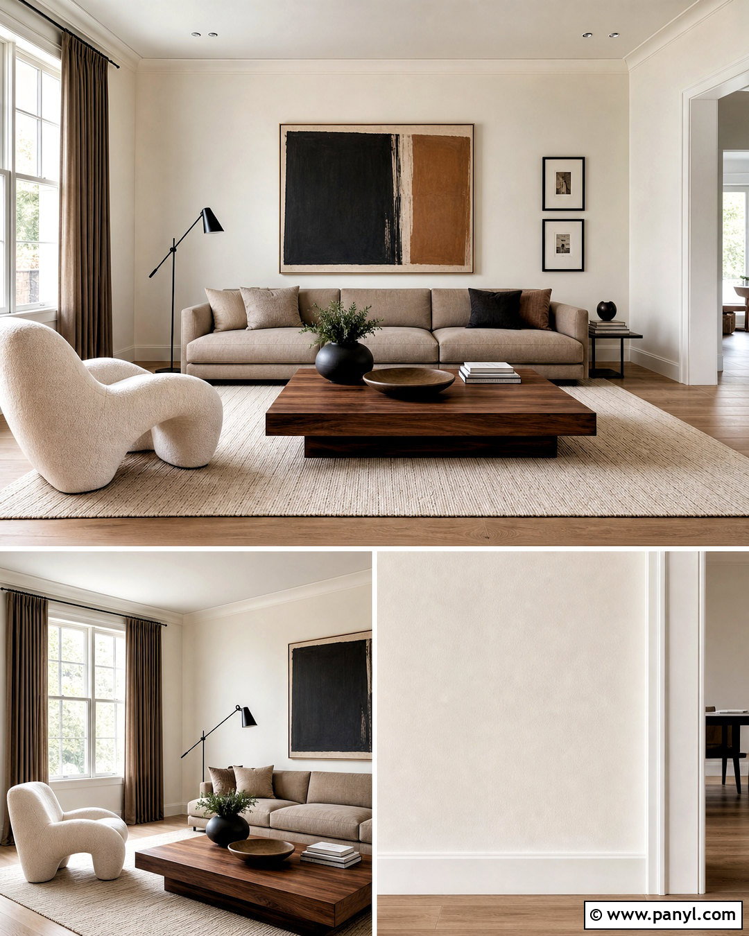 Swiss Coffee Modern Living Room With White Trim - 20 swiss coffee walls with white trim ideas