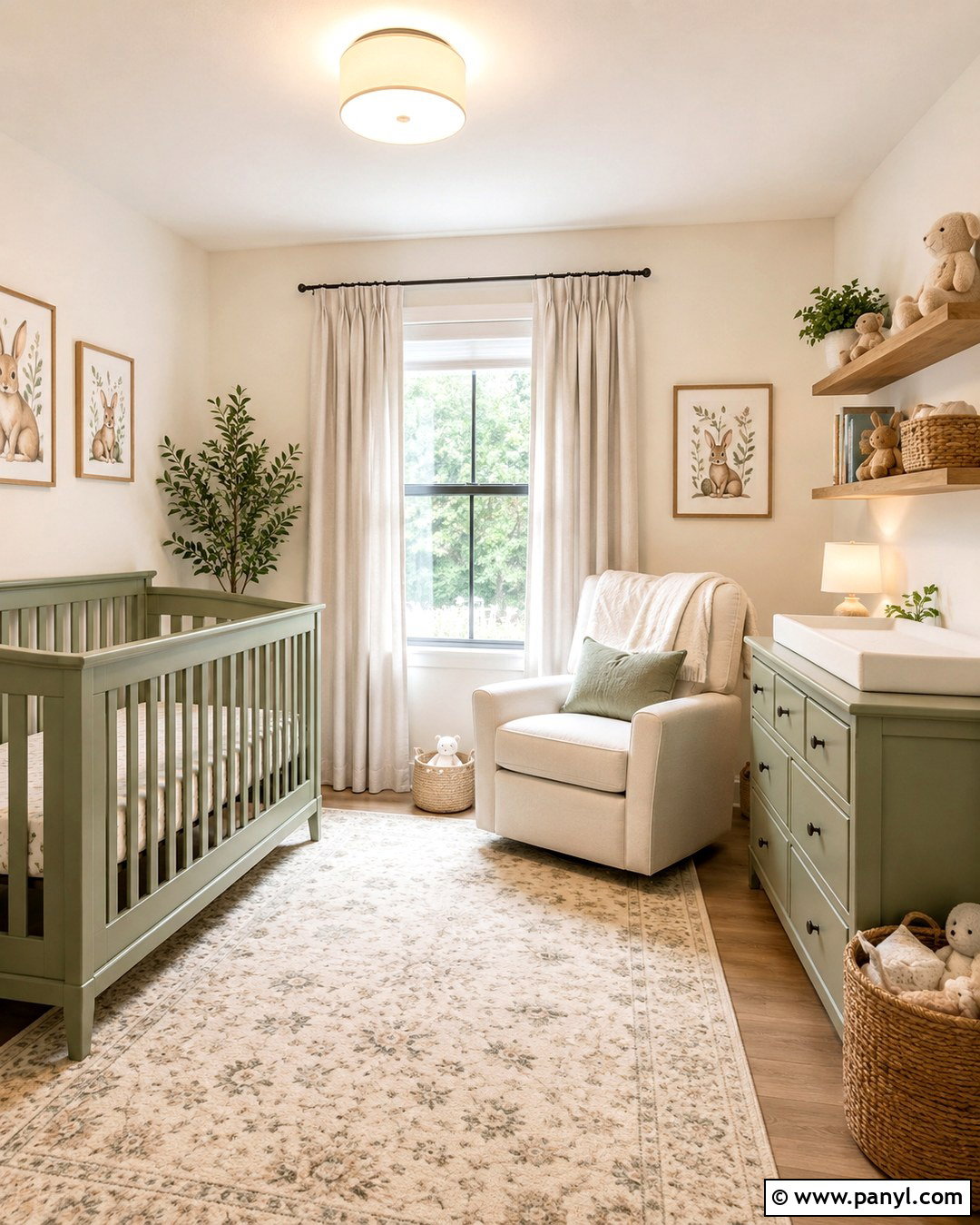 Swiss Coffee Nursery With Soft Green - 20 Swiss Coffee Wall Paint Ideas