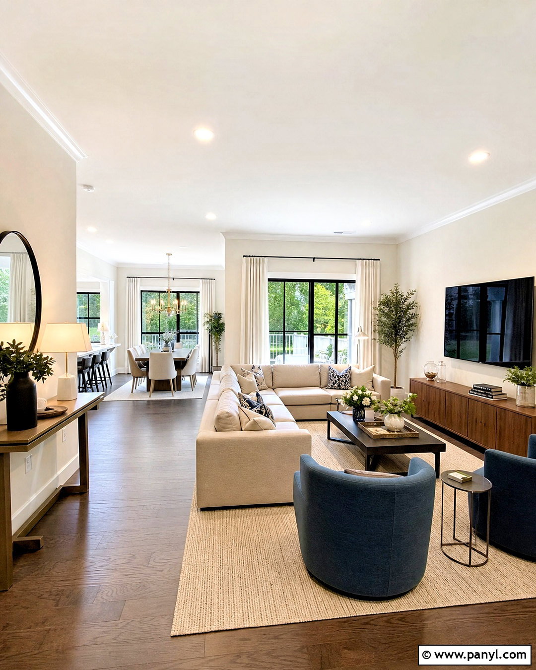 Swiss Coffee Open-Concept Living Room - 20 swiss coffee benjamin moore living rooms