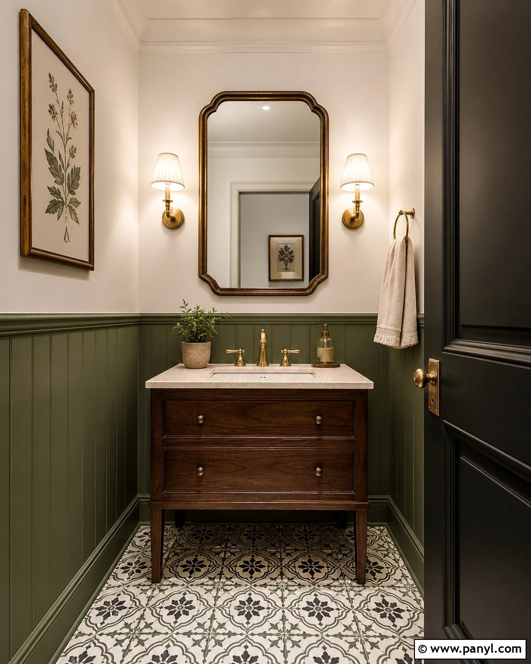 Swiss Coffee Powder Room Walls - 35 bm swiss coffee walls