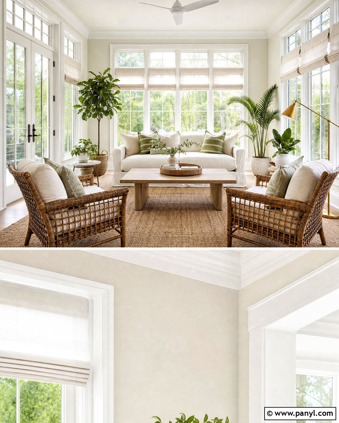 Swiss Coffee Sunroom With White Trim - 20 swiss coffee walls with white trim ideas