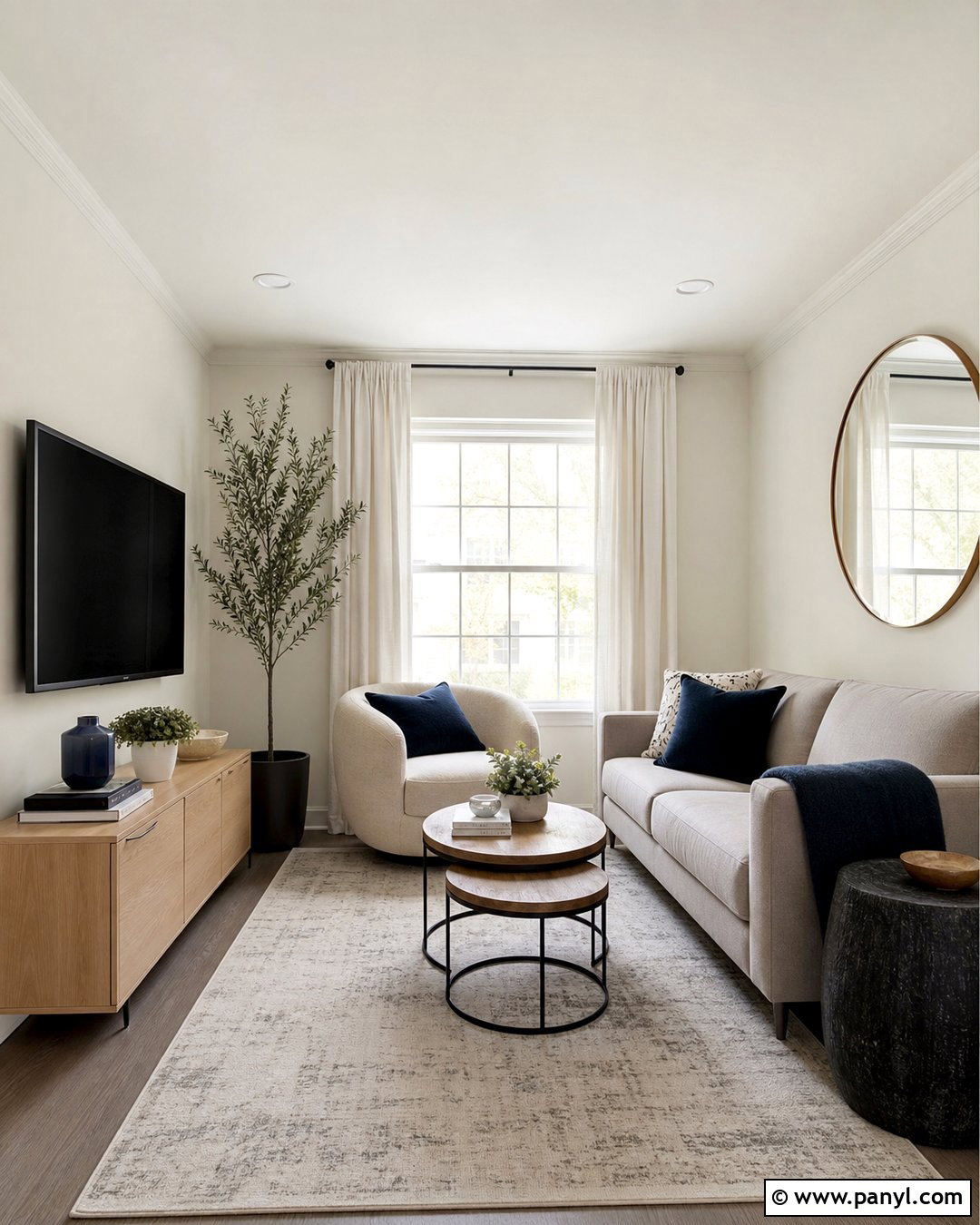Swiss Coffee Walls In A Small Living Room - 35 Benjamin Moore Swiss Coffee Walls