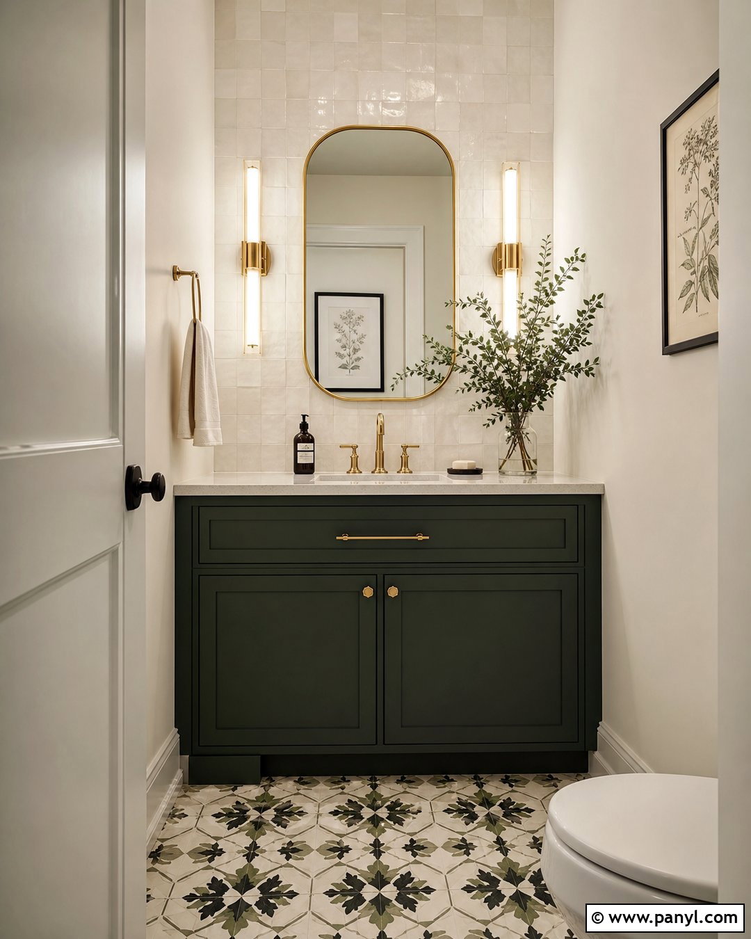 Swiss Coffee Walls In A Small Powder Room - 35 Benjamin Moore Swiss Coffee Walls