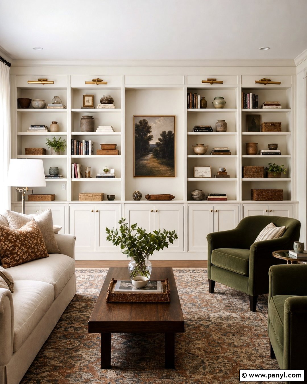 Swiss Coffee Walls With Built-In Shelves - 35 bm swiss coffee walls