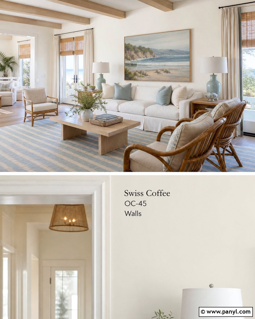 Swiss Coffee Walls With Coastal Decor - 35 Benjamin Moore Swiss Coffee Walls