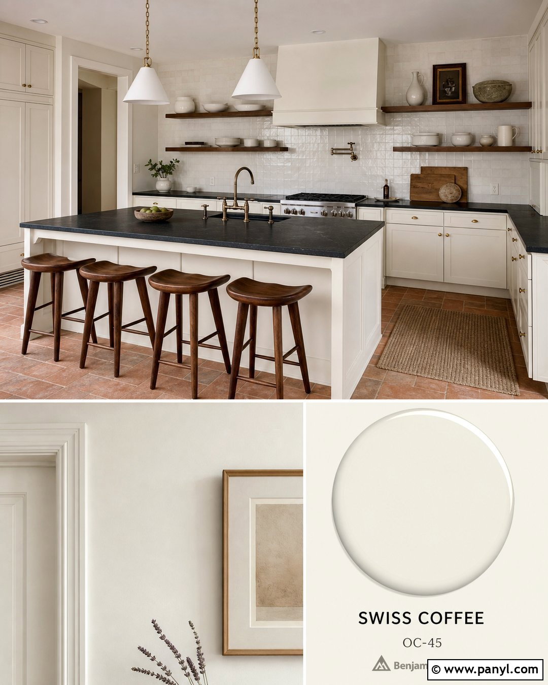 Swiss Coffee Walls With Cream Kitchen Cabinets - 35 Benjamin Moore Swiss Coffee Walls