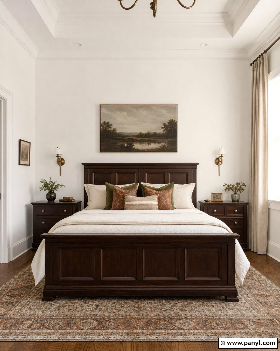 Swiss Coffee Walls With Dark Wood Bedroom Furniture - 35 Benjamin Moore Swiss Coffee Walls
