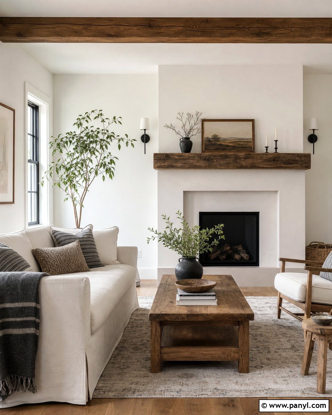 Swiss Coffee Walls With Modern Farmhouse Decor - 35 Benjamin Moore Swiss Coffee Walls