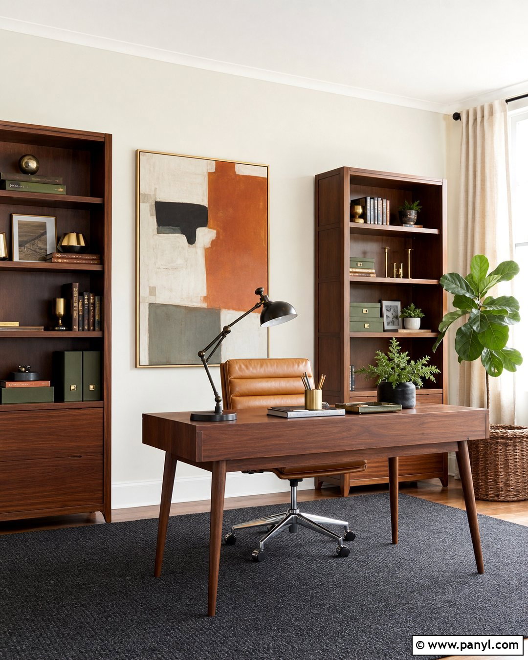 Swiss Coffee Walls With Walnut Home Office Furniture - 35 Benjamin Moore Swiss Coffee Walls