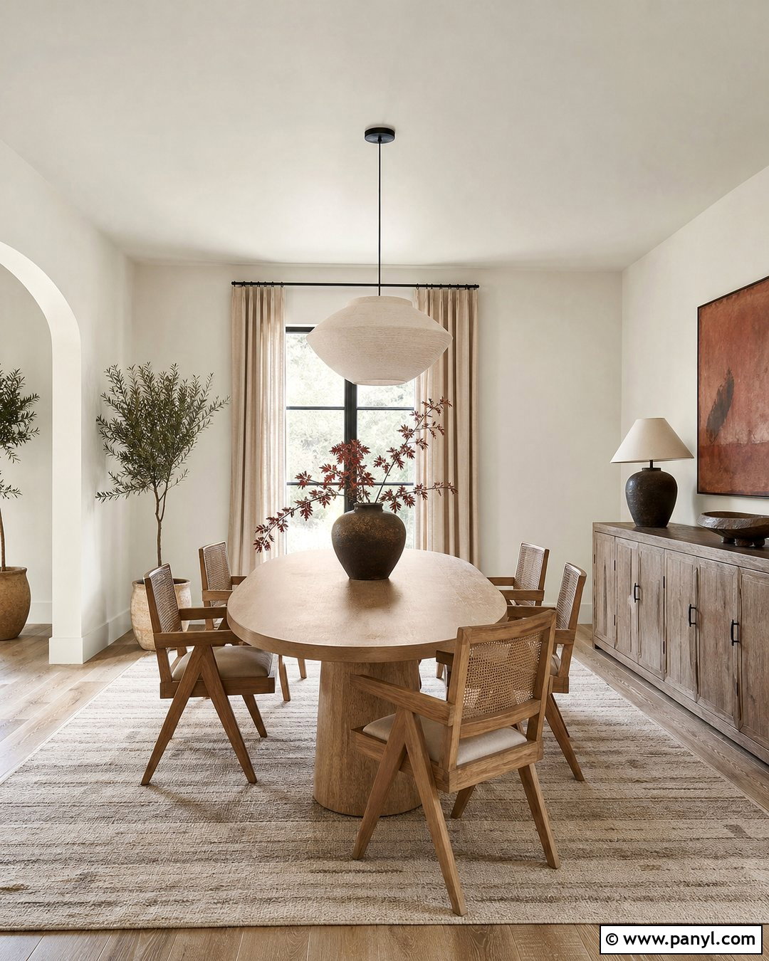 Swiss Coffee Walls With Warm Neutral Dining Decor - 35 Benjamin Moore Swiss Coffee Walls