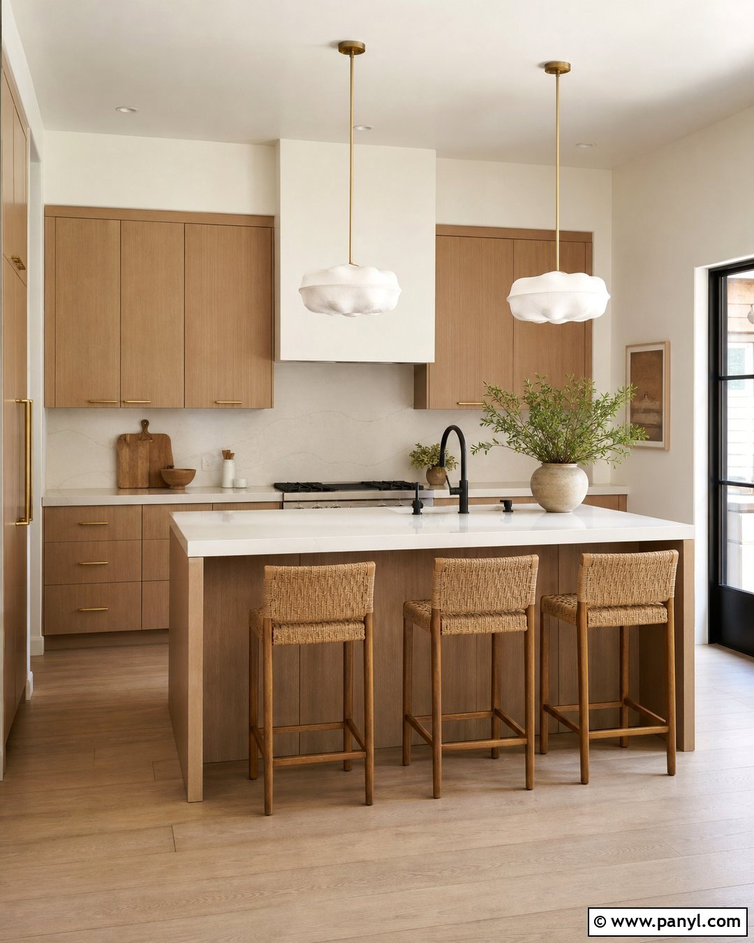 Swiss Coffee Walls With White Oak Kitchen Cabinets - 35 Benjamin Moore Swiss Coffee Walls