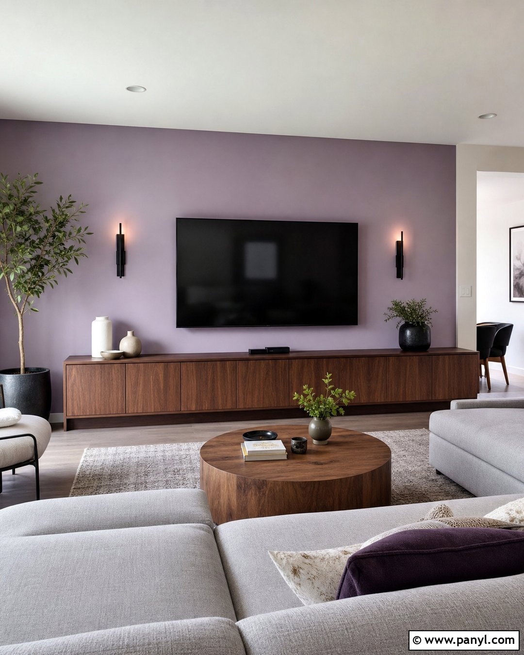 TV Lavender Accent Wall - 30 Lavender Accent Wall Ideas