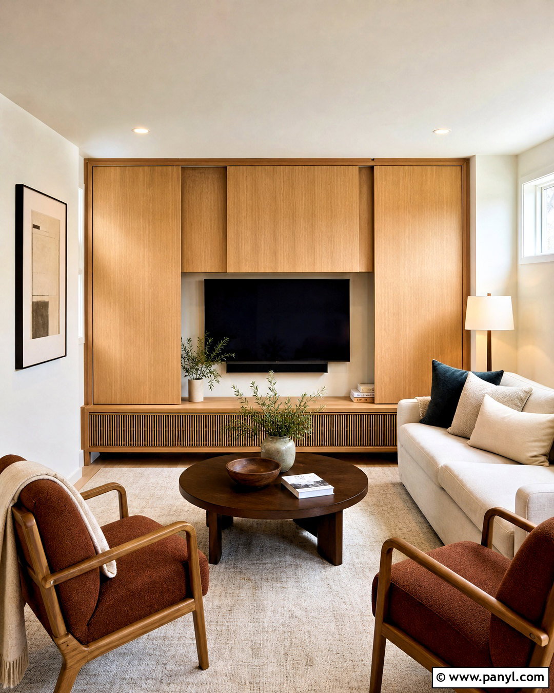 TV Wall With Concealed Screen - 20 small living room tv wall ideas
