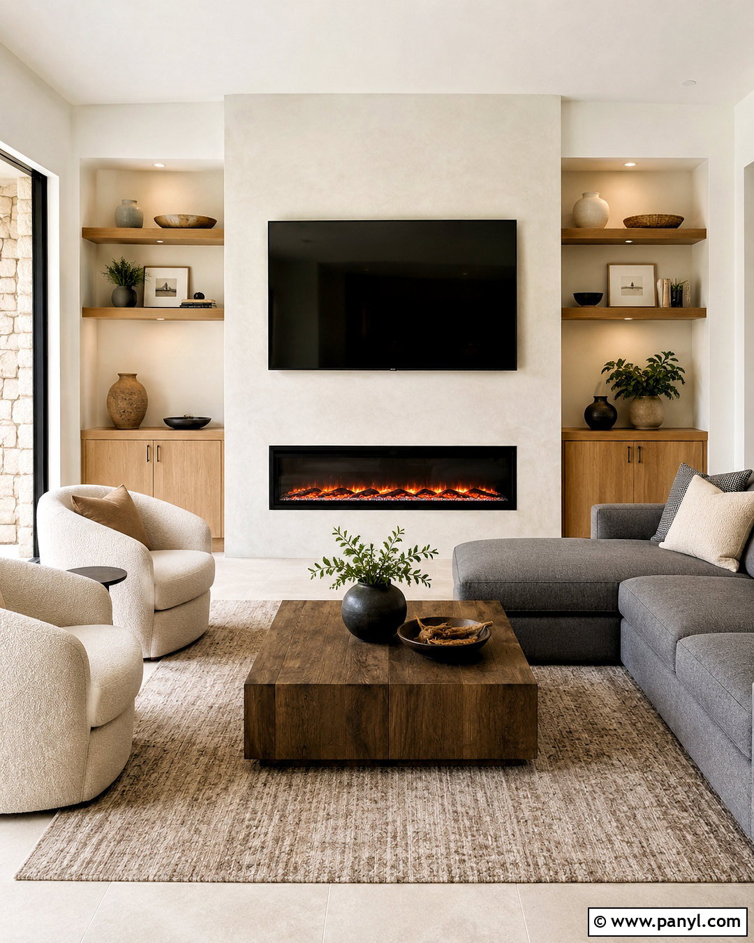 TV Wall With Electric Fireplace - 20 living room tv wall design ideas