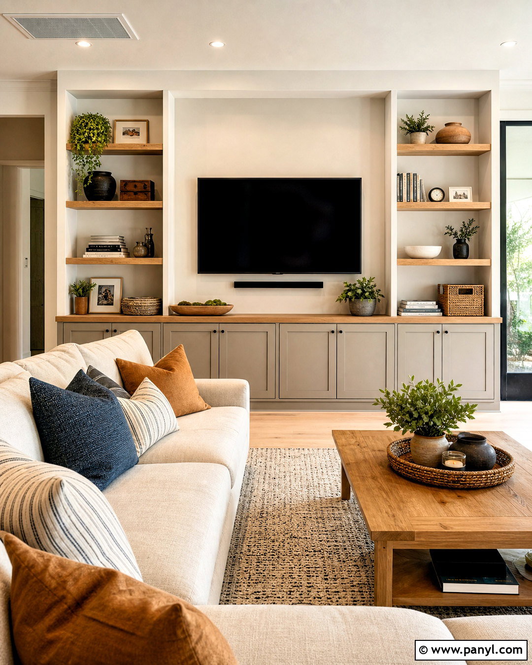 TV Wall With Open Shelving - 20 tv background wall design ideas